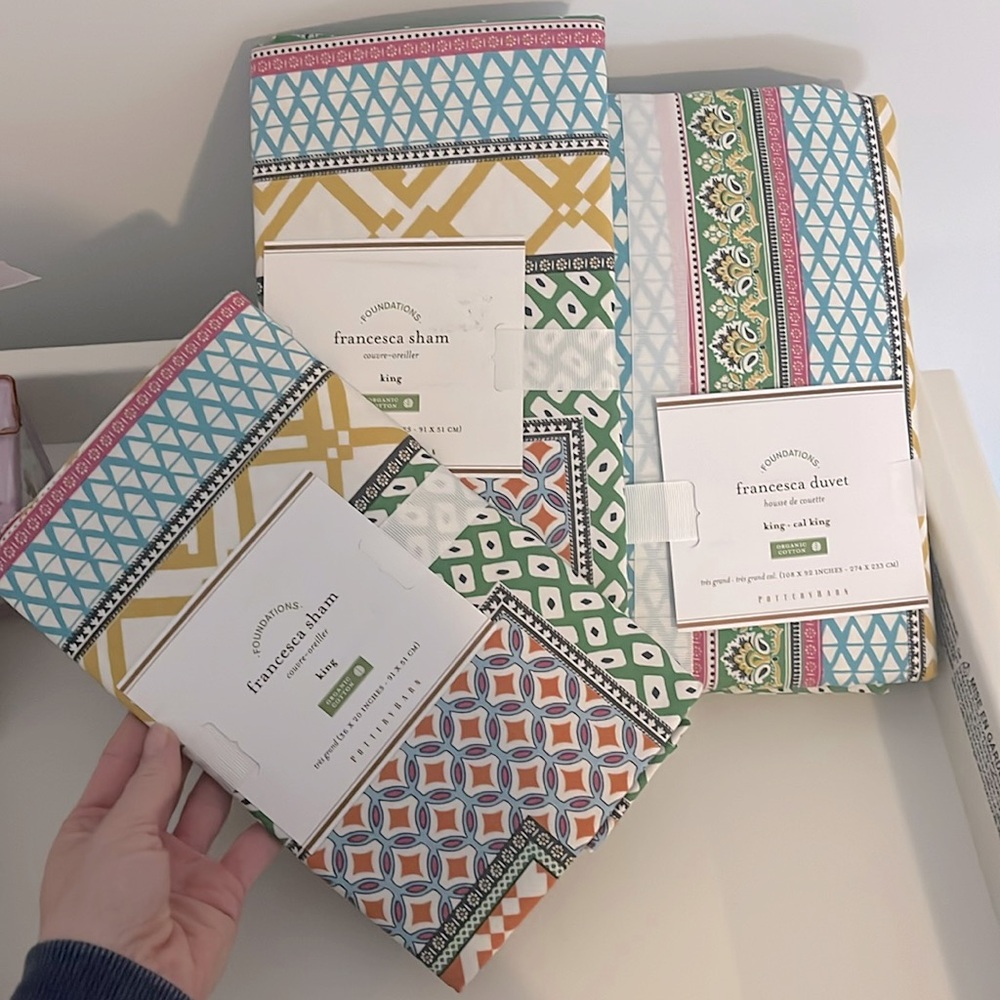 NWT Pottery Barn organic king duvet & 2 king shams